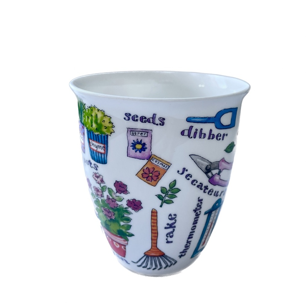 Vintage DUNOON Gardening Time Seeds Nevis Mug Kate Mawdsley Bone China Cup
